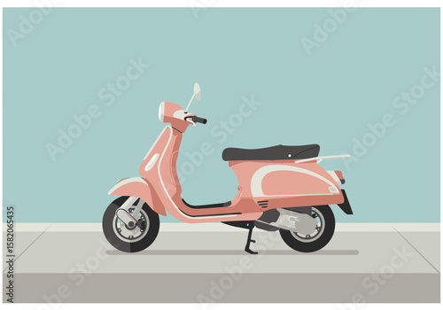 Stylish Retro Scooter Illustration A Classic Ride for Urban Adventures and Vintage Charm