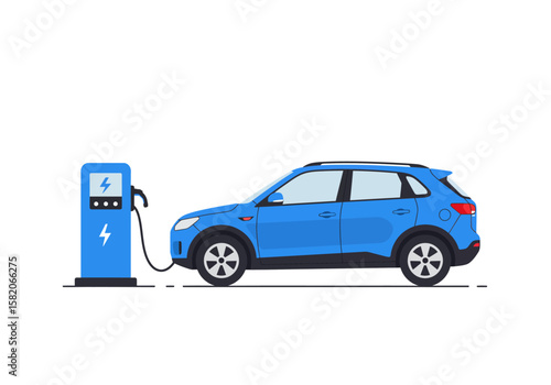 Electric Car Charging Sustainable Transportation Illustration for Eco-Friendly Vehicle Technology