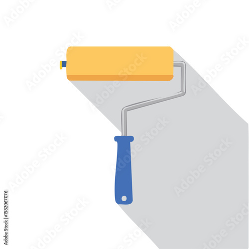 Cute paint roller flat vector