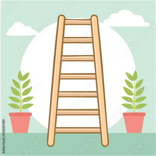Cute ladder flat vector