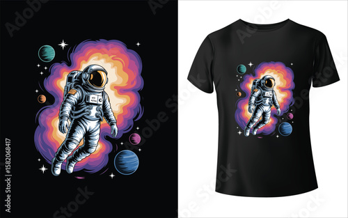 Cosmic Drifter Lost in the Nebula T-shirt Design