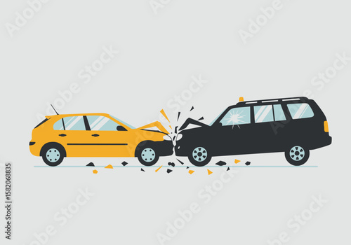 Vehicle Collision Illustration Understanding Safety and Insurance Concepts