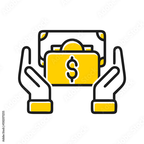 Hands holding cash and banknotes symbolizing finance concept  