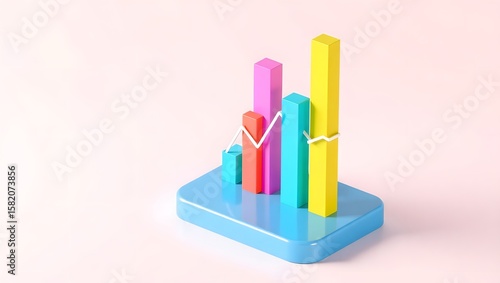 Colorful 3D bar chart illustrating business growth and financial success with market data Free Download Colorful 3D bar chart illustrating business growth and financial success with market data - GFXLoad