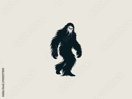 Minimalist yeti silhouette vector logo for outdoor gear brands or mountain expeditions