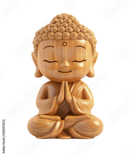Cute Wooden Buddha Figurine in Meditation Pose
