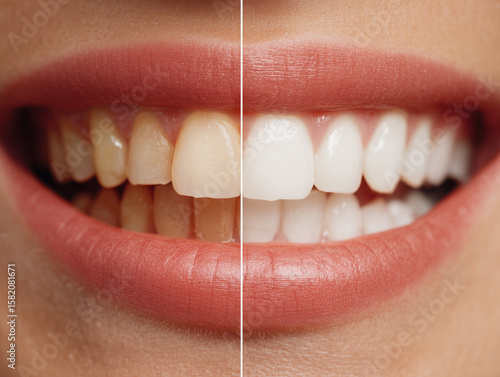 Before and After Teeth Whitening Showing Healthy White Smile