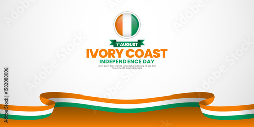 ivory coast independence day banner background august 7th design element with waving ribbon flag
