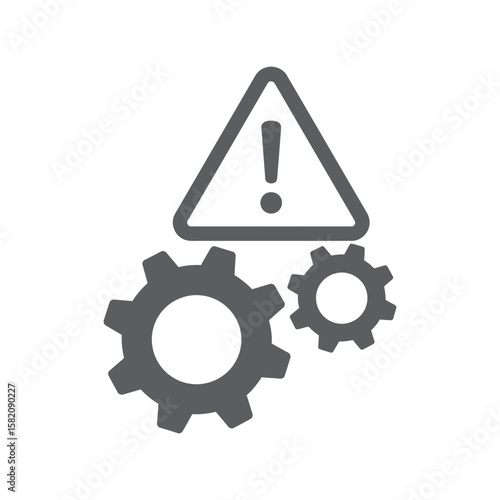 System Error Warning, Industrial Gears, Technical Problem Icon, Machine Malfunction Symbol