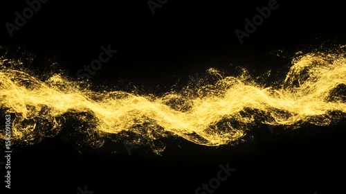 Abstract golden stream against black background
