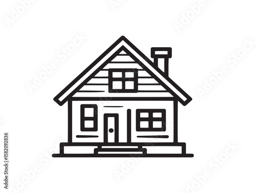 Flat minimalist icon showing house remodeling tools