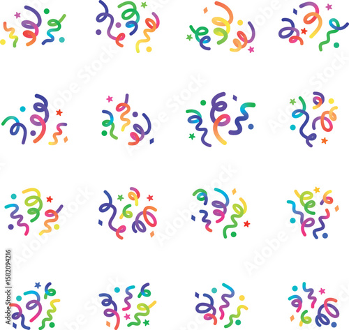 Simple and cute party cracker decoration material set, confetti, colorful, rainbow / シンプルでかわいいパーティークラッカーの装飾素材セット 紙吹雪 カラフル レインボー