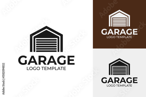 Clean garage door logo design vector template symbol illustration