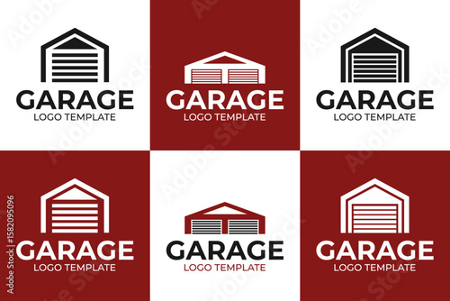 Set collection of garage door logo design vector template symbol illustration