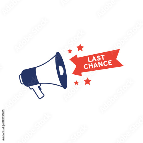 Megaphone Last Chance Announcement, Sales Promotion, Urgent Marketing Alert Icon