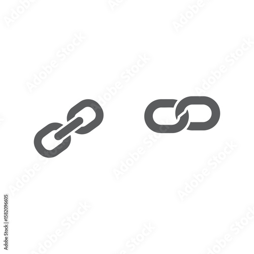 Chain Link Connection Icons, Strong and Broken Links, Teamwork, Cybersecurity Symbol