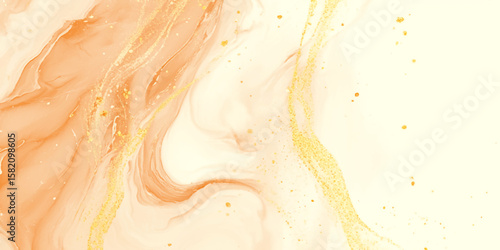 Beige marble background with warm orange hues, a luxurious texture, It features a blend of soft beige and creamy, giving it a luxurious and elegant appearance typical of natural stone.