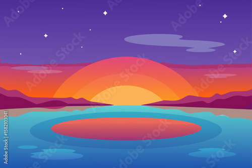 calm tidepool reflecting a colorful sky