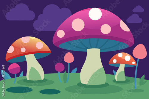giant mushrooms in enchanted glade