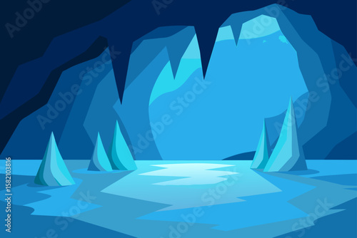 icy cavern glowing with soft reflected light
