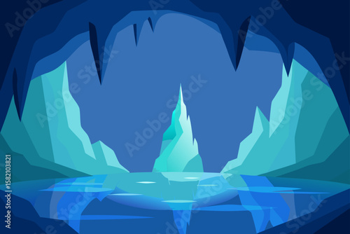 icy cavern glowing with soft reflected light