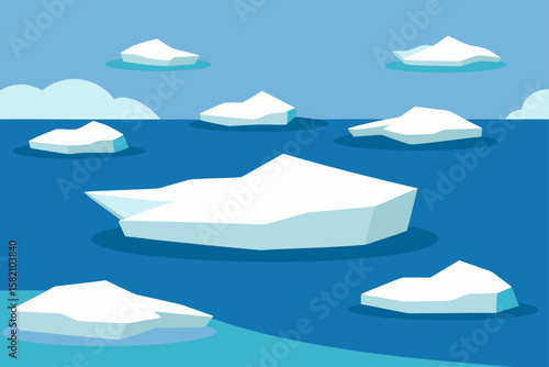 ice floes drifting in the polar ocean