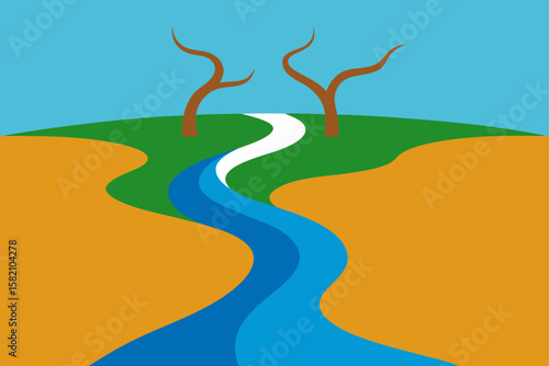 river delta with branching channels and mudflats