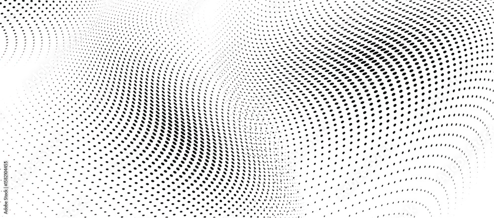 Wavy gradient halftone dots pattern texture background
