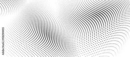 Wavy gradient halftone dots pattern texture background
