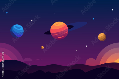 twilight scene with planets visible in the sky