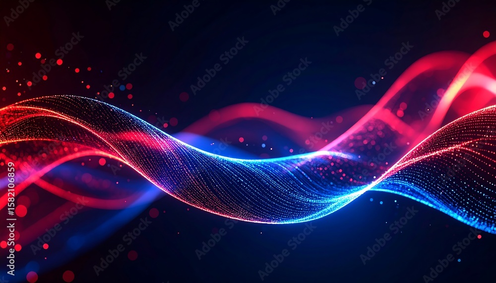 Obraz premium Abstract glowing wave patterns in vibrant red and blue