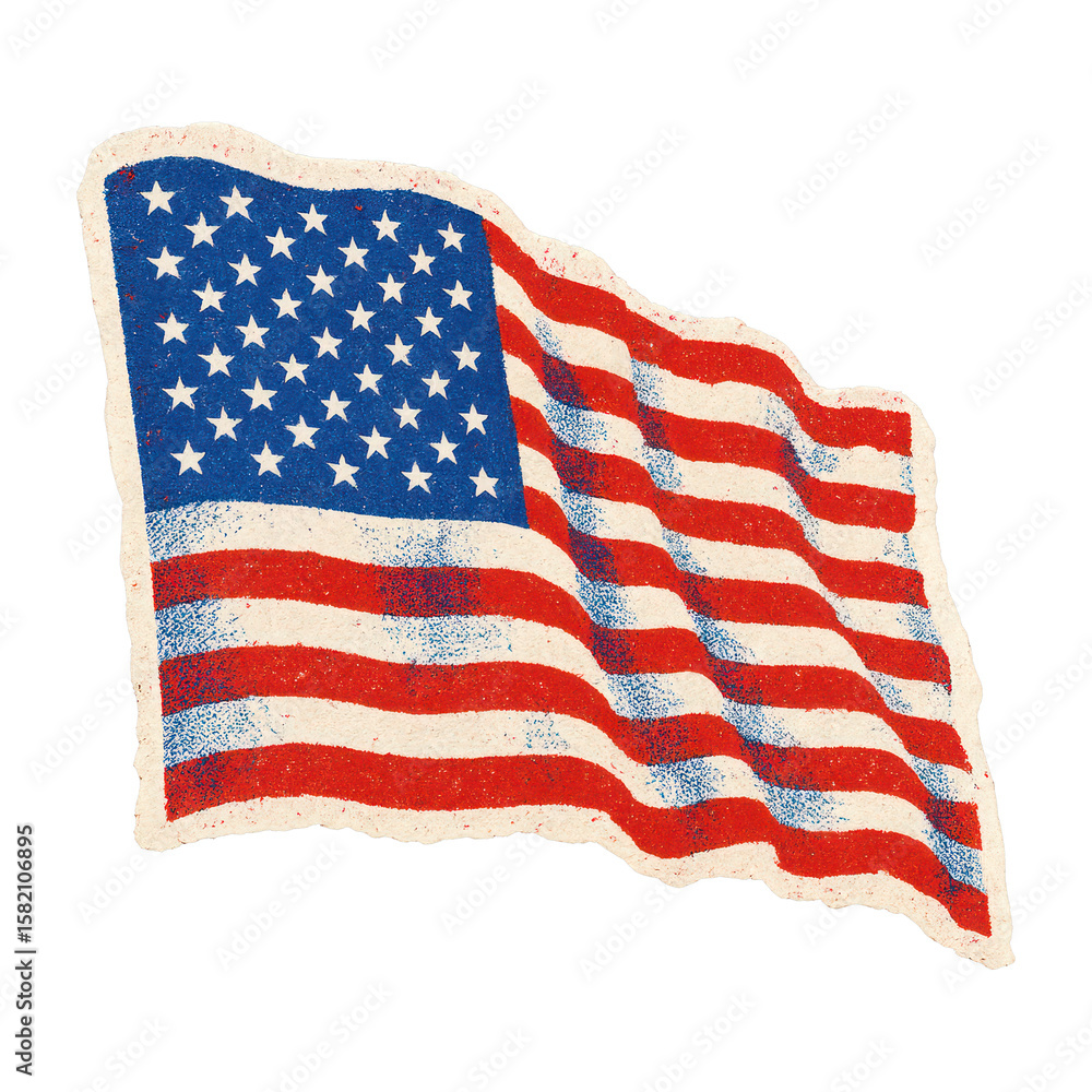 Fototapeta premium PNG Vintage American flag illustration.