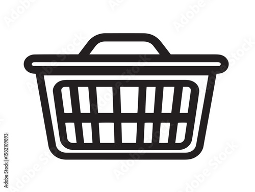 Clean clothes hamper icon in linear drawing