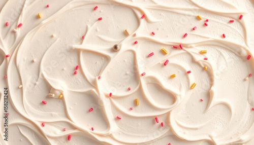 Close-up of Cake Frosting with Sprinkles, Delicious and Sweet Treat