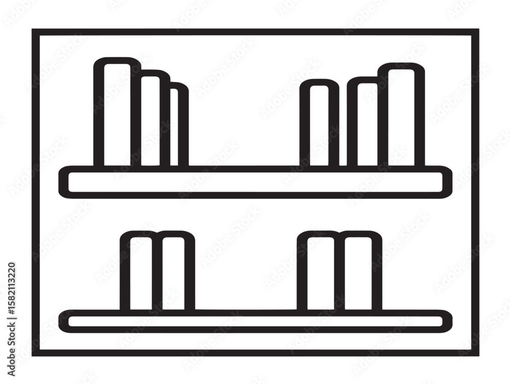 Obraz premium Organized bookshelf icon in modern linear format