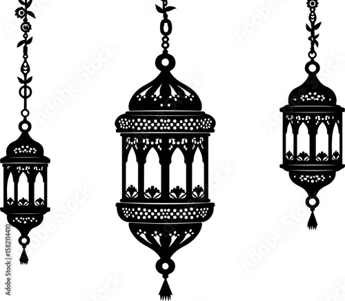 Intricate Islamic Lanterns vector art