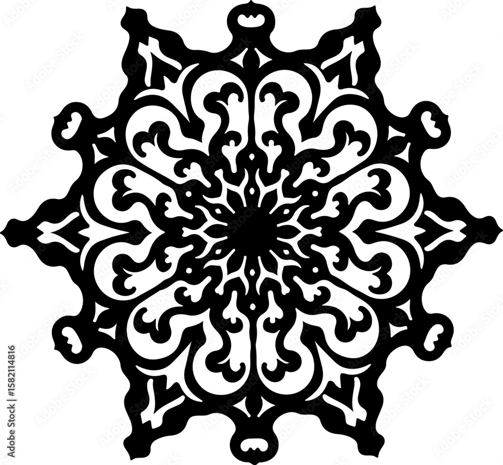Fototapeta premium mandala, snowflake, ornate, intricate, pattern, vector