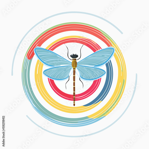 Mayfly in a Whimsical Scene with Vibrant Swirl Motions All Around.
