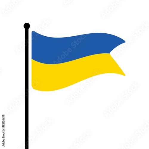 Flag of Ukraine. Ukraine flag computer digital vector illustration icon design. Fluttering flagpole flag.