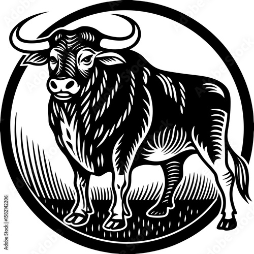 bull (linocut style)