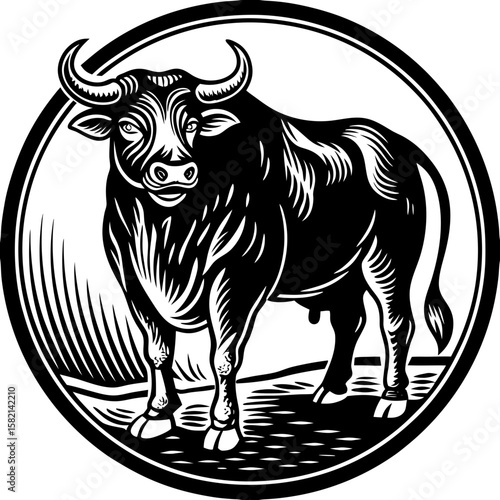 bull (linocut style)