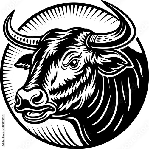 bull (linocut style)
