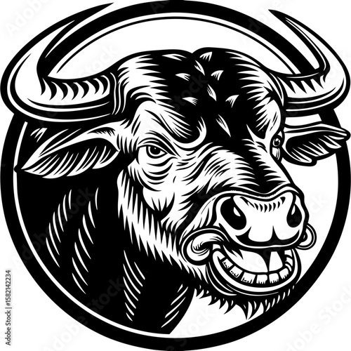 bull (linocut style)