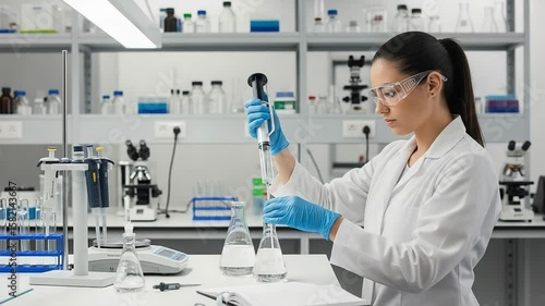 Performing Liquid Transfer in Lab Setting with Safety Glasses