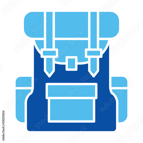 Backpack Icons In Blue Style, Vector Illustration