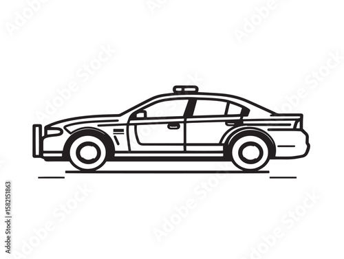 Modern police patrol vehicle symbol in clean outline