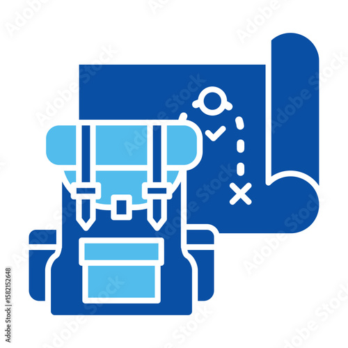 Backpack Icons In Blue Style, Vector Illustration