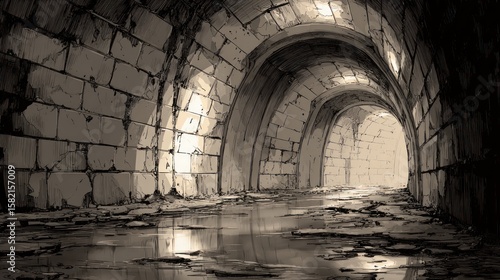 Dark  arched tunnel