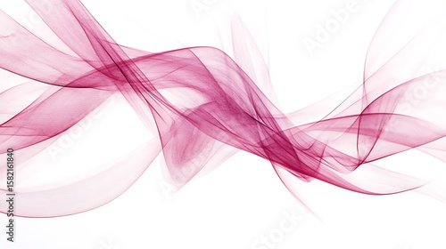 Abstract flowing pink ribbons on white background