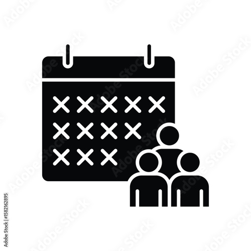 Staff Shortage Schedule Icon. Glyph Style. Vector. Empty Work Calendar with Employees. Labor Shortage Problem. Workforce Availability Crisis. HR Planning and Team Absence Concept